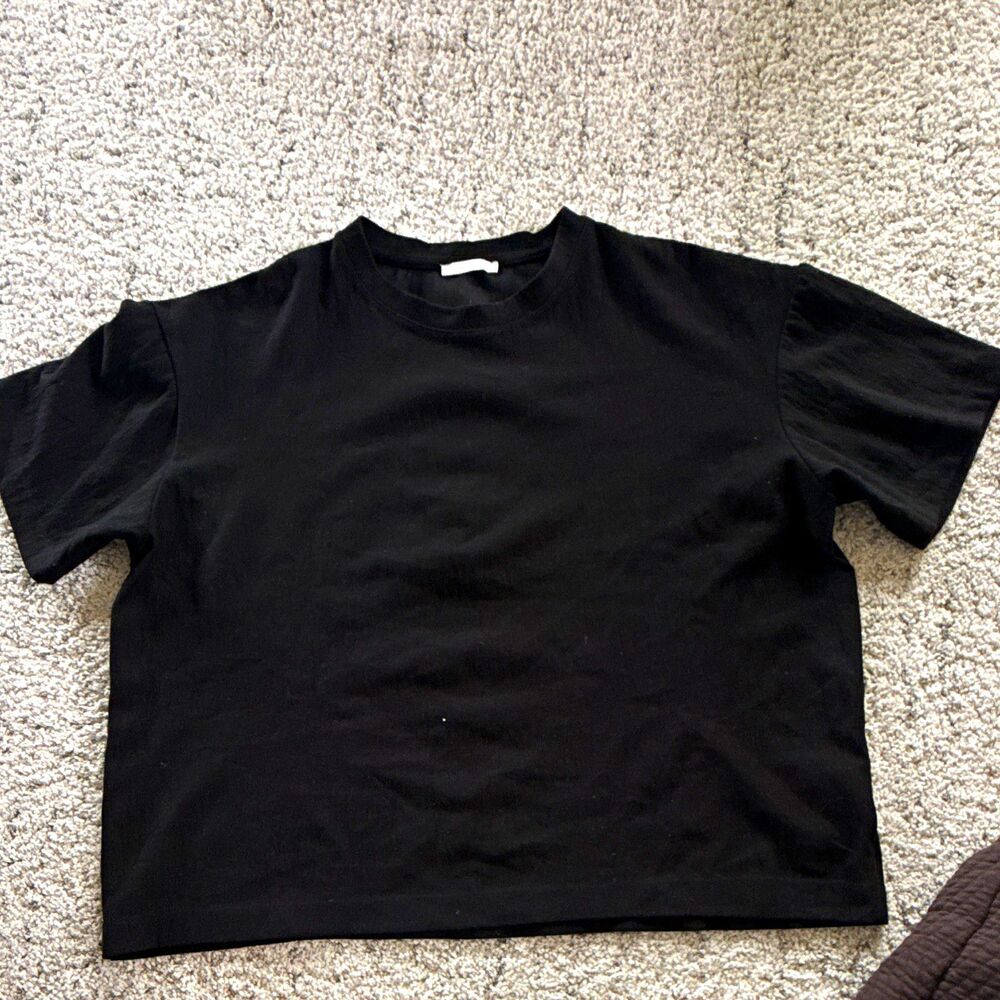 ZARA Men’s L Black Solid Knit Crew Neck Short Sleeve Pullover T-Shirt